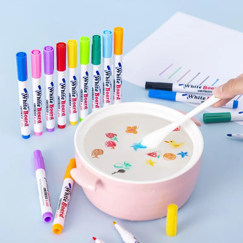 Canetas Mágicas, Canetas com Tinta Flutuante, Canetas De Desenho Que Flutuam Na Água, Brinquedo de Desenho Flutuante, Kit De Canetas Com Tinta Flutuante, Brinquedo de Desenhos que Flutuam na Água, Brinquedo de Desenho Interativo, Brinquedo Interativo, Ferramenta Criativa Infantil, Brinquedo Criativo de Desenhar