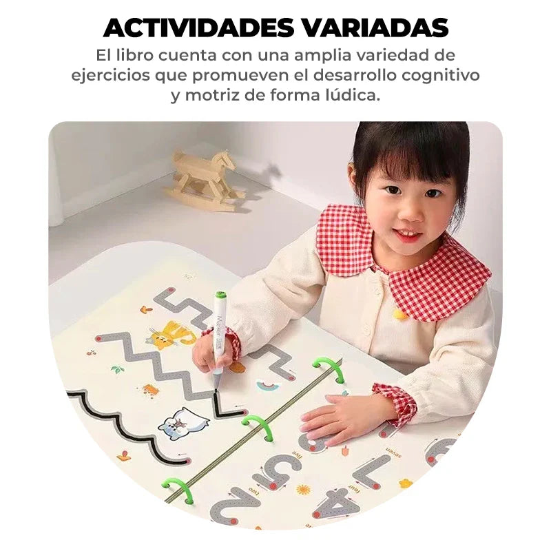 Libro de Actividades Reutilizable Genios® + Kit Marcadores y Borrador ¡de Regalo!