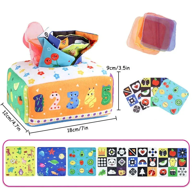 Caixa De Tecidos Sensorial, Brinquedo Sensorial Para Bebês, Brinquedo de Desenvolvimento Sensorial, Brinquedo com Estímulos Sensoriais, Caixa Sensorial Montessori, Brinquedo Para Desenvolvimento Motor, Brinquedo Educativo Sensorial, Brinquedo Tátil para Estímulo Bebês, Brinquedo Interativo para Bebês, Brinquedo com Texturas