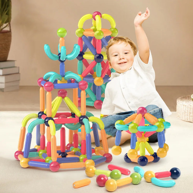 Blocos Magnéticos de Construção, Brinquedo Educativo Infantil, Brinquedo de Montar com Imãs, Brinquedo para Desenvolvimento Cognitivo, Brinquedo de Construção Educativo, Blocos Magnéticos Criativos para Crianças, Brinquedo para Desenvolvimento Motor, Brinquedo para Desenvolvimento Infantil, Brinquedo Magnético para Crianças, Blocos Magnéticos Educacionais