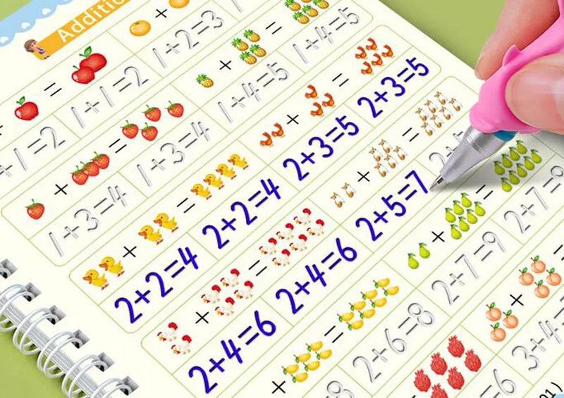 Cadernos De Caligrafia Reutilizáveis, Kit De Caligrafia Para Crianças, Caligrafia Infantil, Brinquedo Para Caligrafia, Caneta com Tinta Mágica, Cadernos Reutilizáveis Para Aprender a Escrever, Kit Educativo De Caligrafia, Cadernos Temáticos de Caligrafia, Brinquedo para Educação Infantil, Treinamento De Escrita