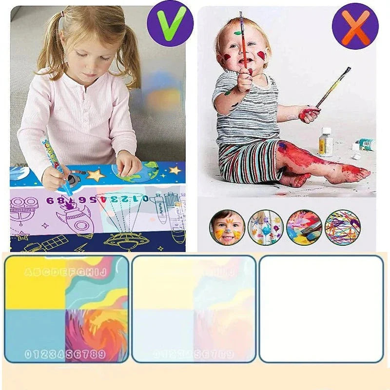 Brinquedo de Desenhos Reutilizável, Tapete de Desenho sem Sujeira, Lona de Desenho para Crianças, Tapete Mágico Reutilizável, Brinquedo Educativo, Brinquedo para Desenvolvimento Infantil, Desenvolvimento da Coordenação Motora, Desenvolvimento Cognitivo, Brinquedo para Desenhar sem Sujeira, Brinquedo de Colorir Reutilizável